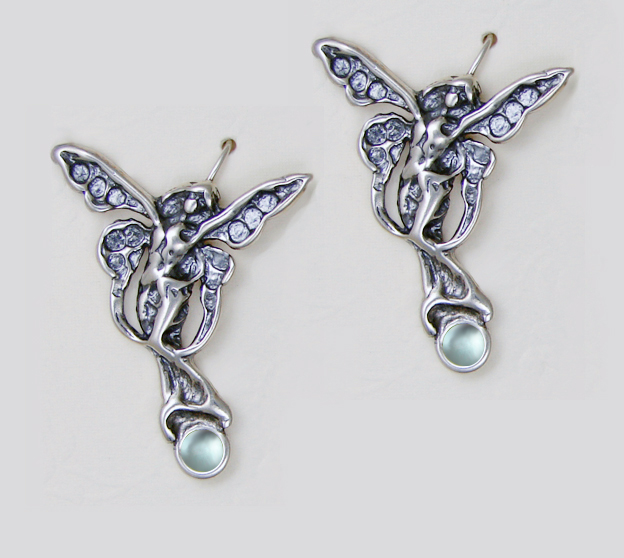 Sterling Silver Joyful Fairy Drop Dangle Earrings With Topaz